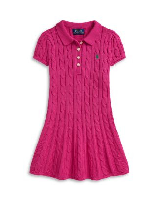 Girls' Cable Knit Cotton Polo Sweater Dress - Big Kid, Little Kid | Bloomingdale's (US)