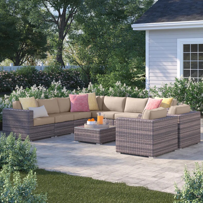 Jamarion High-Density Polyethylene (HDPE) Wicker 8 - Person Seating Group with Cushions | Wayfair North America