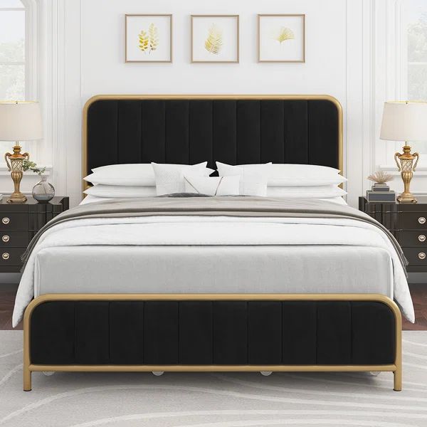 Shanta Velvet Upholstered Platform Bed Frame with 4 Drawers | Wayfair North America