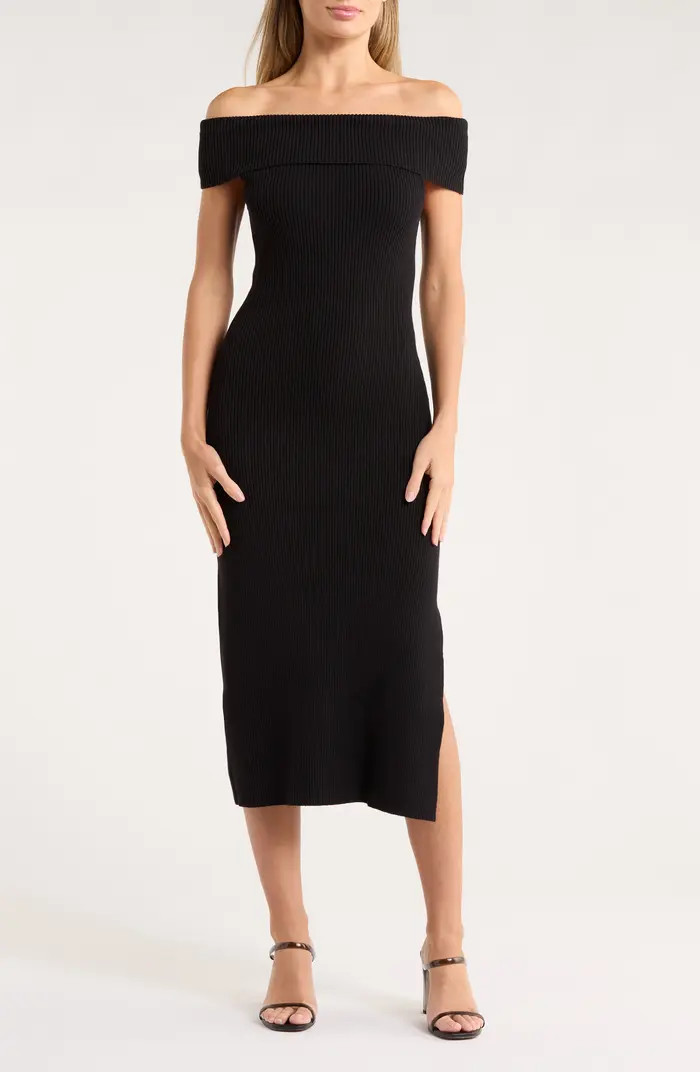 Rails Anaya Off the Shoulder Short Sleeve Ribbed Midi Dress | Nordstromrack | Nordstrom Rack