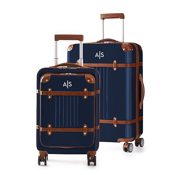 Terminal 1 Zip Front Carry-On and Checked Luggage Set, Navy | Mark and Graham