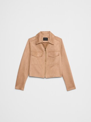 Vegan Suede Cropped Jacket | Banana Republic Factory