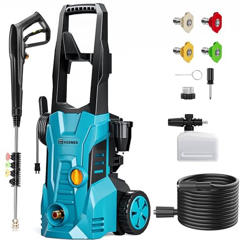 GREENER Electric Pressure Washer 4200 PSI High Pressure Washer With16ft Power Cord & 50ft Outlet Hose & 4 Quick Nozzles, 2.8GPM Power Washer Electric Powered with Soap Cannon for Car, Patio Cleaning | Amazon (US)