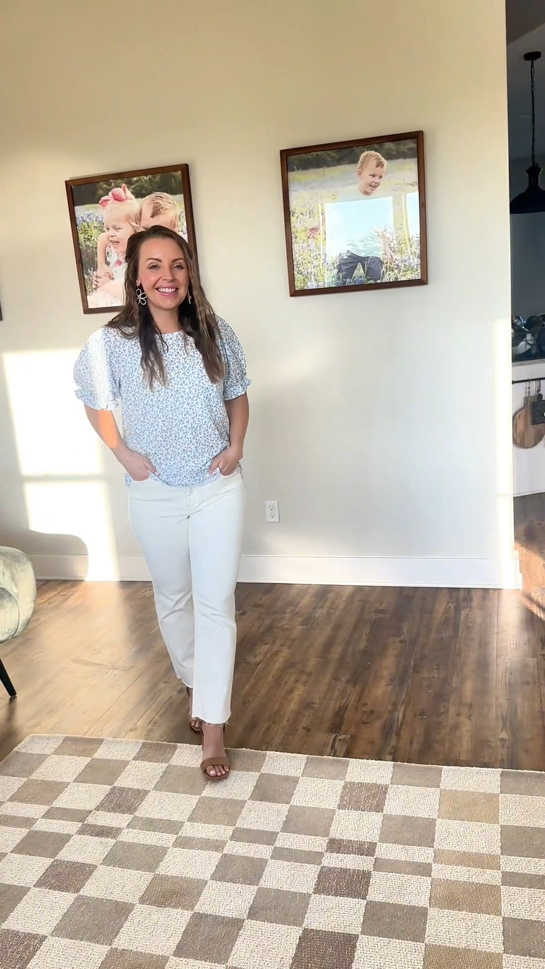 The perfect Casual Spring Outfit! 🌼 

This floral top comes in a variety of colors. It has these adorable ruffled sleeves and fits true to size. I am wearing a size Medium. 

Pair it with white pants and nude sandals and you’re good to go! 

Mom style | spring outfits | casual outfit | spring inspo 

#LTKSeasonal #LTKStyleTip #LTKFindsUnder100