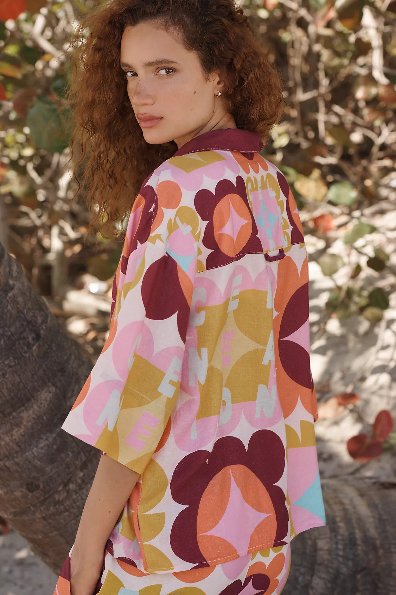 Celandine x Holly Clarke Linen-Blend Short-Sleeve Buttondown Shirt | Anthropologie (US)