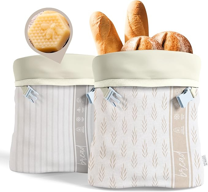 Nectar & Nest Reusable Beeswax Bread Bags for Homemade Bread & Sourdough – XL Eco-Friendly, Nat... | Amazon (US)