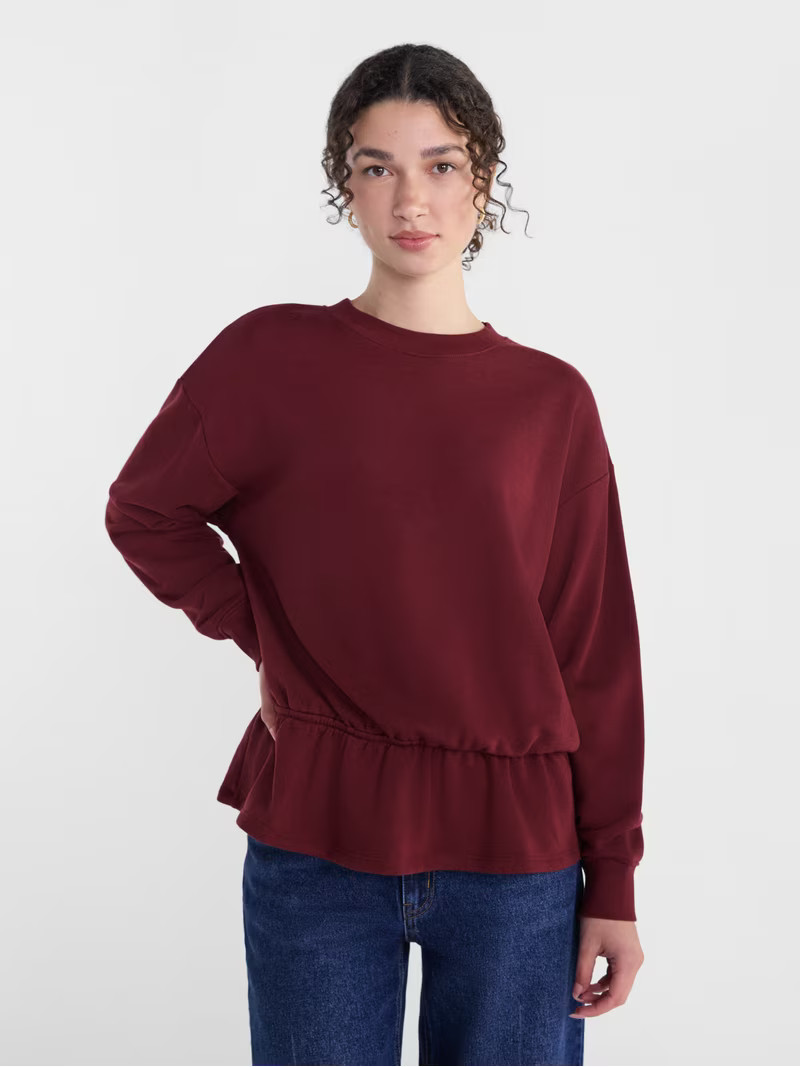 Scenario Women's Peplum Sweatshirt with Long Sleeves, Sizes XS-XXXL | Walmart (US)