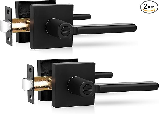 Privacy Door Levers, 2 Pack Black Door Handles Heavy Duty Bed and Bath Door Knobs Interior Keyles... | Amazon (US)