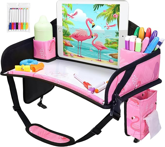 Kids Travel Tray, Car Seat Tray for kids Travel, Toddler Road Trip Essentials With Drawing Kit, T... | Amazon (US)