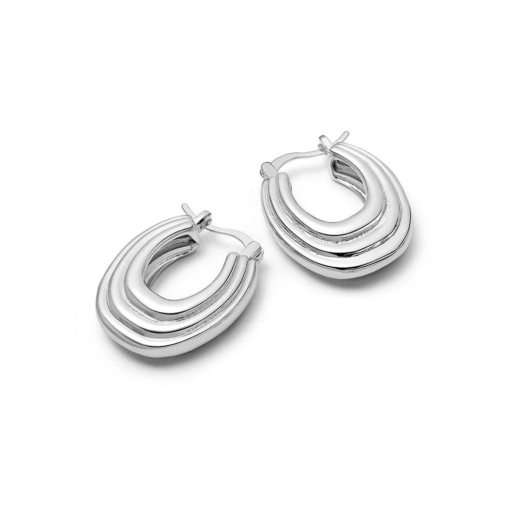 Polly Mini Ridge Hoop Earrings Silver Plate | Daisy London Jewellery