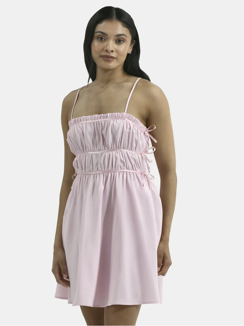 No Boundaries Smocked Mini Dress with Bows, Women's | Walmart (US)