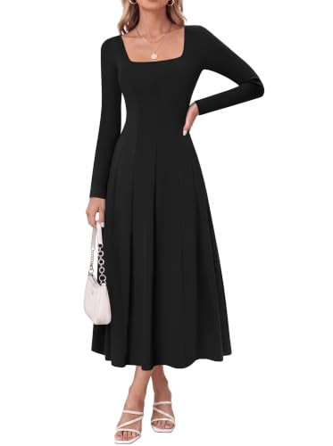 GRACE KARIN 2026 Women Fall Wedding Guest Midi Dress Pockets Black L | Amazon (US)