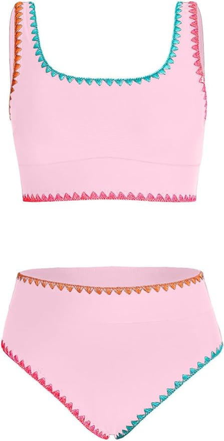 Girls Bikini Set Tween Girl Swimsuit Two Piece High Waist Bathing Suit Size 6-15 Years | Amazon (US)