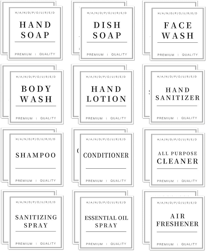 24 PCS White Waterproof Labels for Bottles, Shampoo and Conditioner Dispenser Label Stickers, Bat... | Amazon (US)