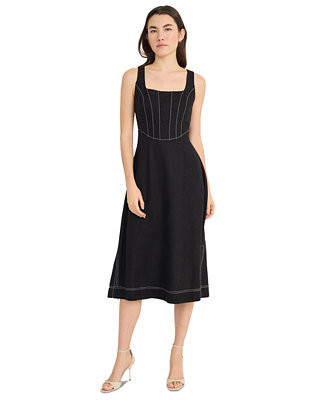 Women's Square-Neck Sleeveless Side-Slit Dress | Macy's
