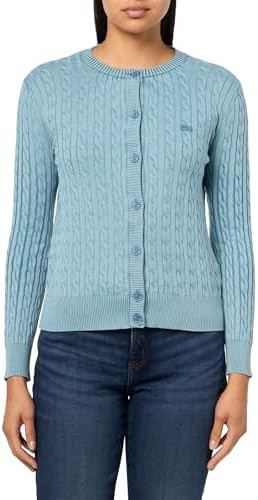 Lacoste Women's Washed Effect Cable Knit Cardigan | Amazon (US)