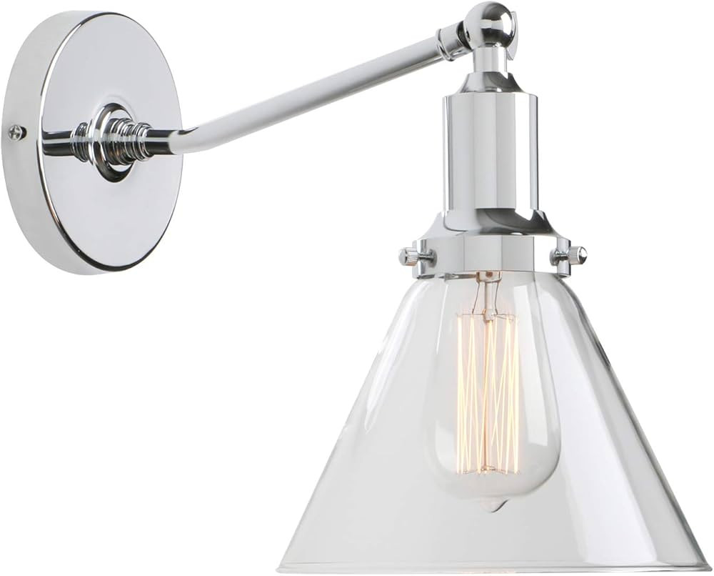 Permo Industrial Vintage Slope Pole Wall Mount Single Sconce with Funnel Flared Clear Glass Shade... | Amazon (US)