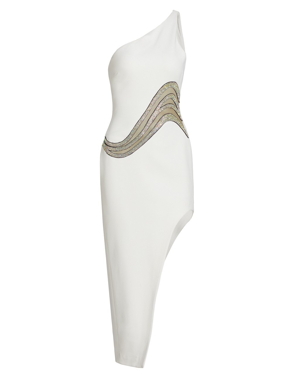 Women's Embellished Wave Midi-Dress - White Iridescent - Size 2 | Saks Fifth Avenue