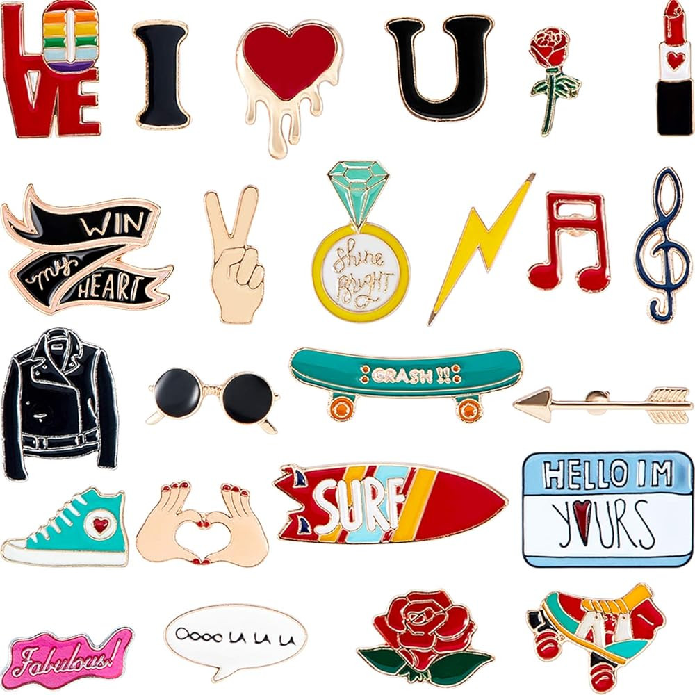 Hicarer 24 Pieces Cute Lapel Pin Set Cartoon Brooch Pin Badges Brooch Pins Clothing Bags Jackets ... | Amazon (US)