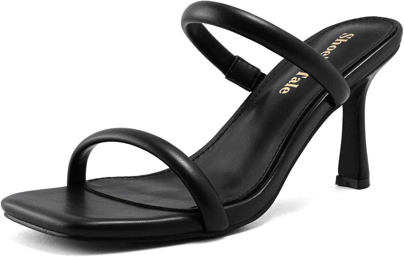 Shoe'N Tale Women's Strappy Heels Kitten Heeled Mules Two Straps Square Open Toe Slip On Sandals | Amazon (US)