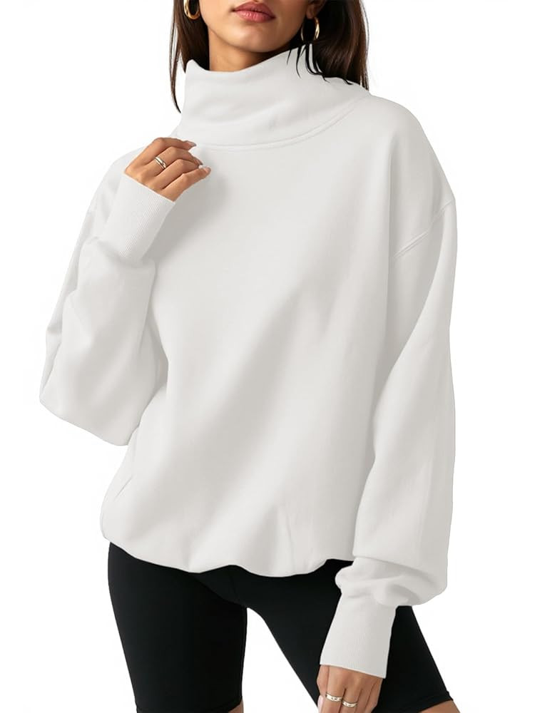 Fisoew Women's Oversized Turtleneck Sweatshirt Long Sleeve Pullover Casual Tops | Amazon (US)