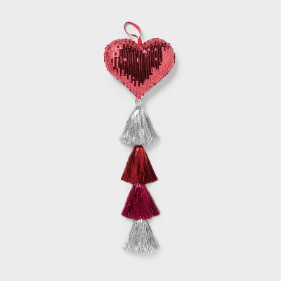 Valentine's Day Hanging Stuffed Heart with Lurex Tassel Decor - Spritz™ | Target