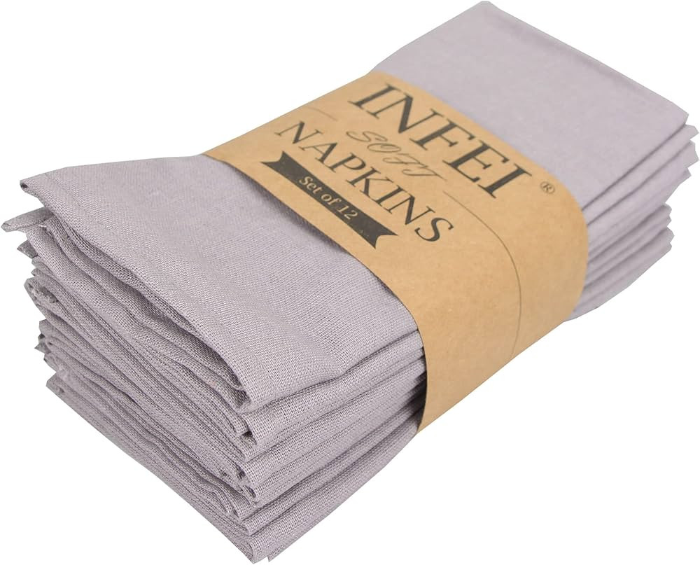 Solid Color Cotton Linen Blended Thin Dinner Cloth Napkins - Set of 12 (40 x 40 cm) - for Events ... | Amazon (US)