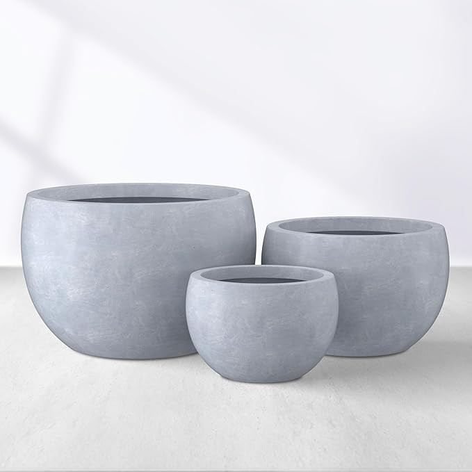 Kante 19.9",15.7",11.8" Dia Round Concrete Planter Set of 3, Outdoor/Indoor Large Bowl Plant Pots... | Amazon (US)