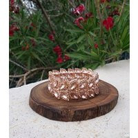 Peach Bracelet, Rose Gold Rhinestone Crystal Bracelet | Etsy (US)