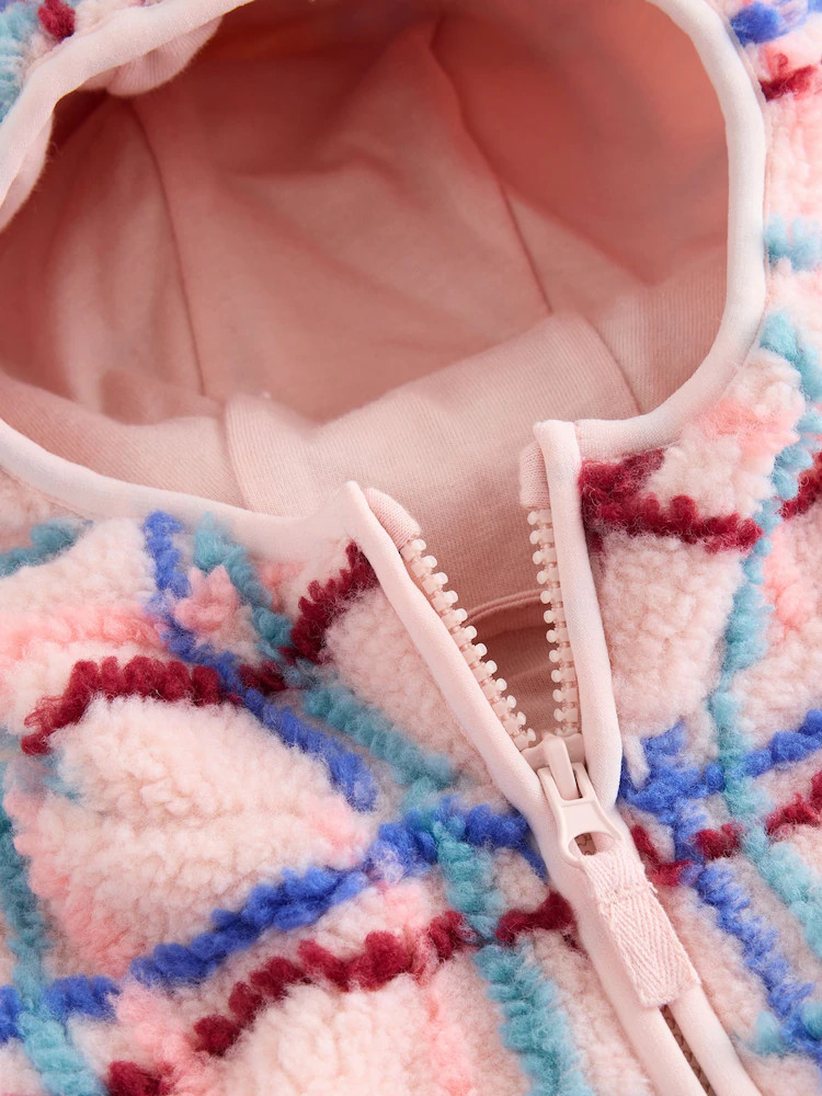 Pink Grid Print Zip Through Fleece (3mths-7yrs) | Next US