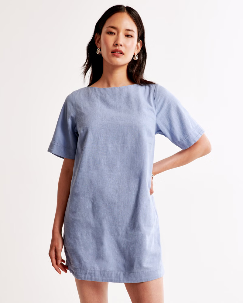 Linen-Blend T-Shirt Dress | Abercrombie & Fitch (US)