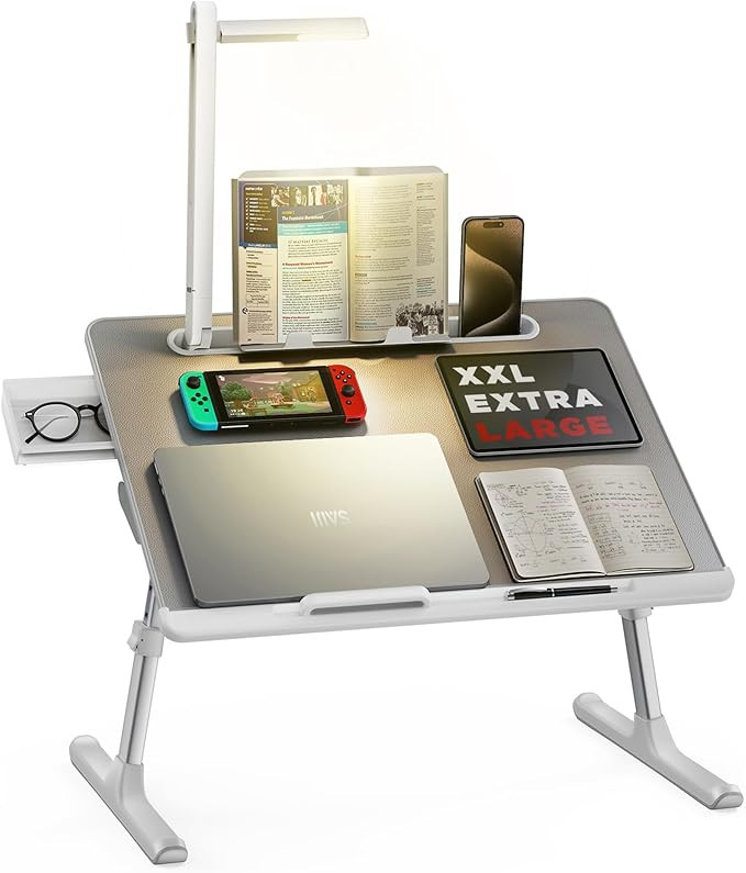 Laptop Bed Tray Desk with LED Desk Lamp, SAIJI Adjustable Laptop Stand for Bed, XX-Large PVC Leat... | Amazon (US)