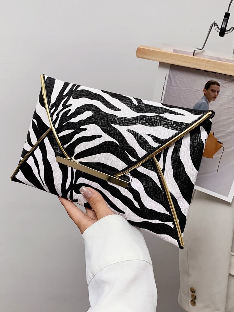 Zebra Stripped Pattern Envelope Bag | SHEIN