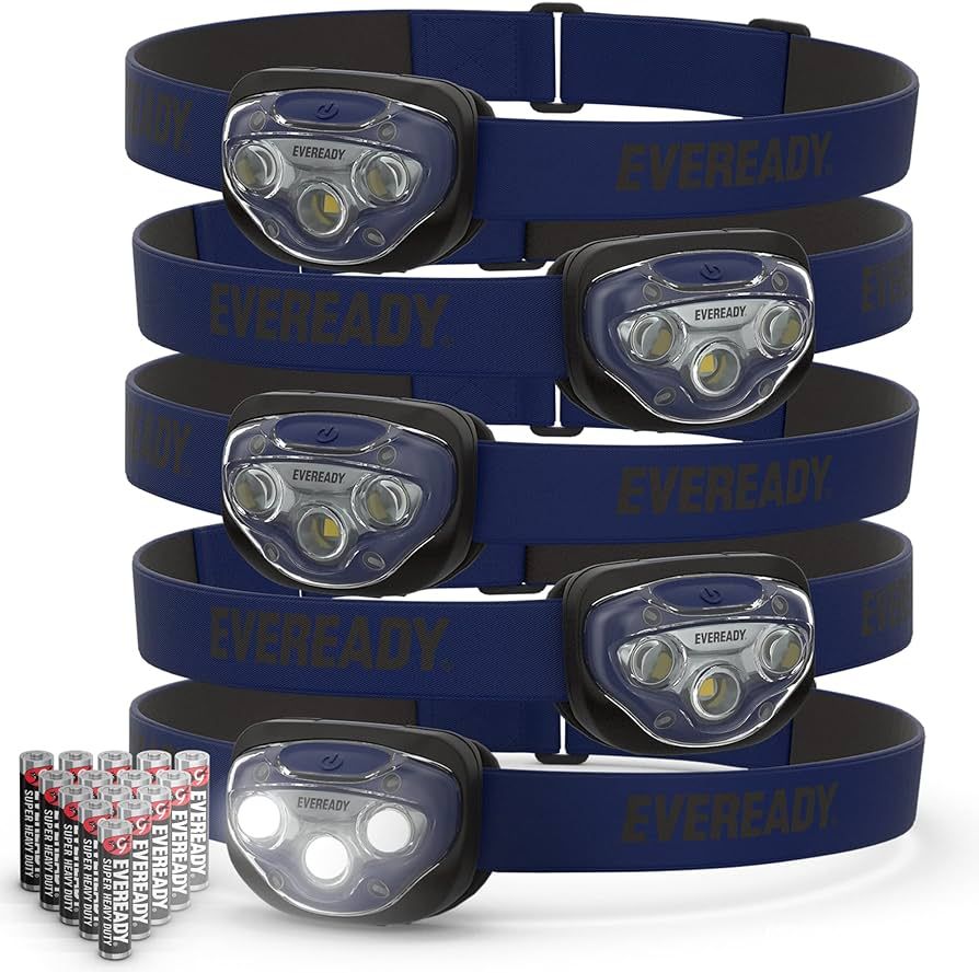 EVEREADY LED Headlamps Pro200 [5-Pack], IPX4 Water Resistant, Bright and Durable Head Lights for ... | Amazon (US)