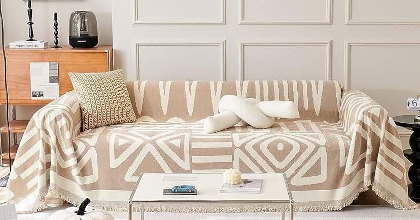 Boho Couch Cover for Sofa, Boho Chenille Sofa Cover, Boho Sofa Cover, Chenille Couch Cover for 2-... | Amazon (US)