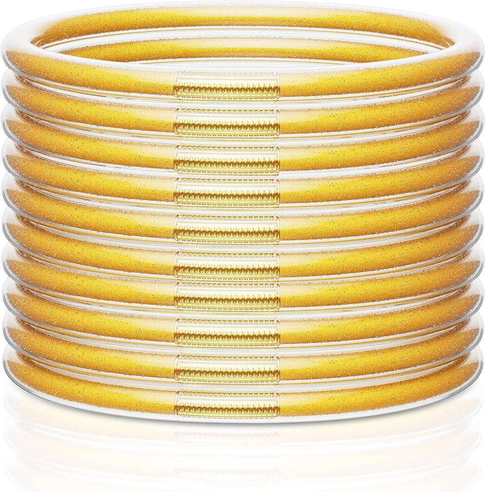 Glitter Jelly Bracelets, Soft Silicone Glitter Filled Jelly Bangles Bracelets Women- Sparkling Fa... | Amazon (US)