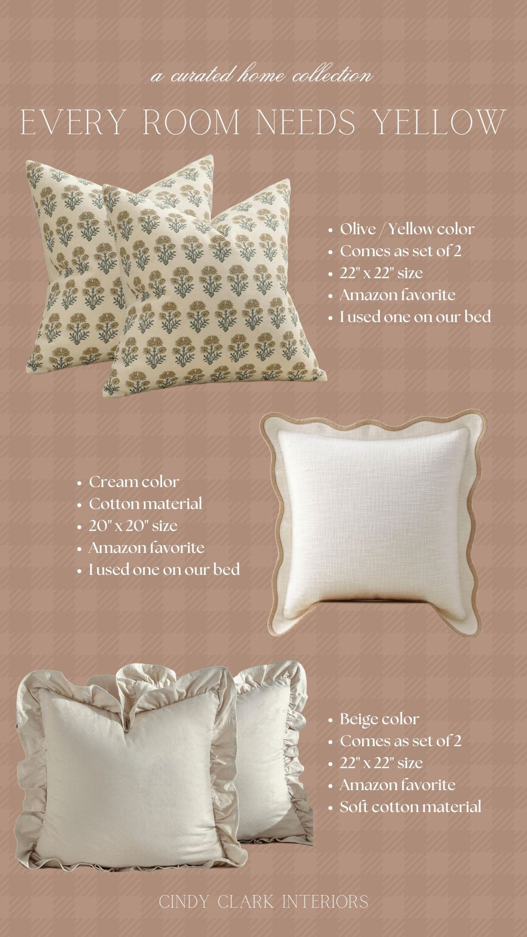 I have been obsessing over butter yellow lately, and after adding a pop of color to our kitchen I wanted to try it out in our primary. It’s subtle, but these throws add the perfect amount of texture and pop of yellow in the patterned cover! 

#LTKHome