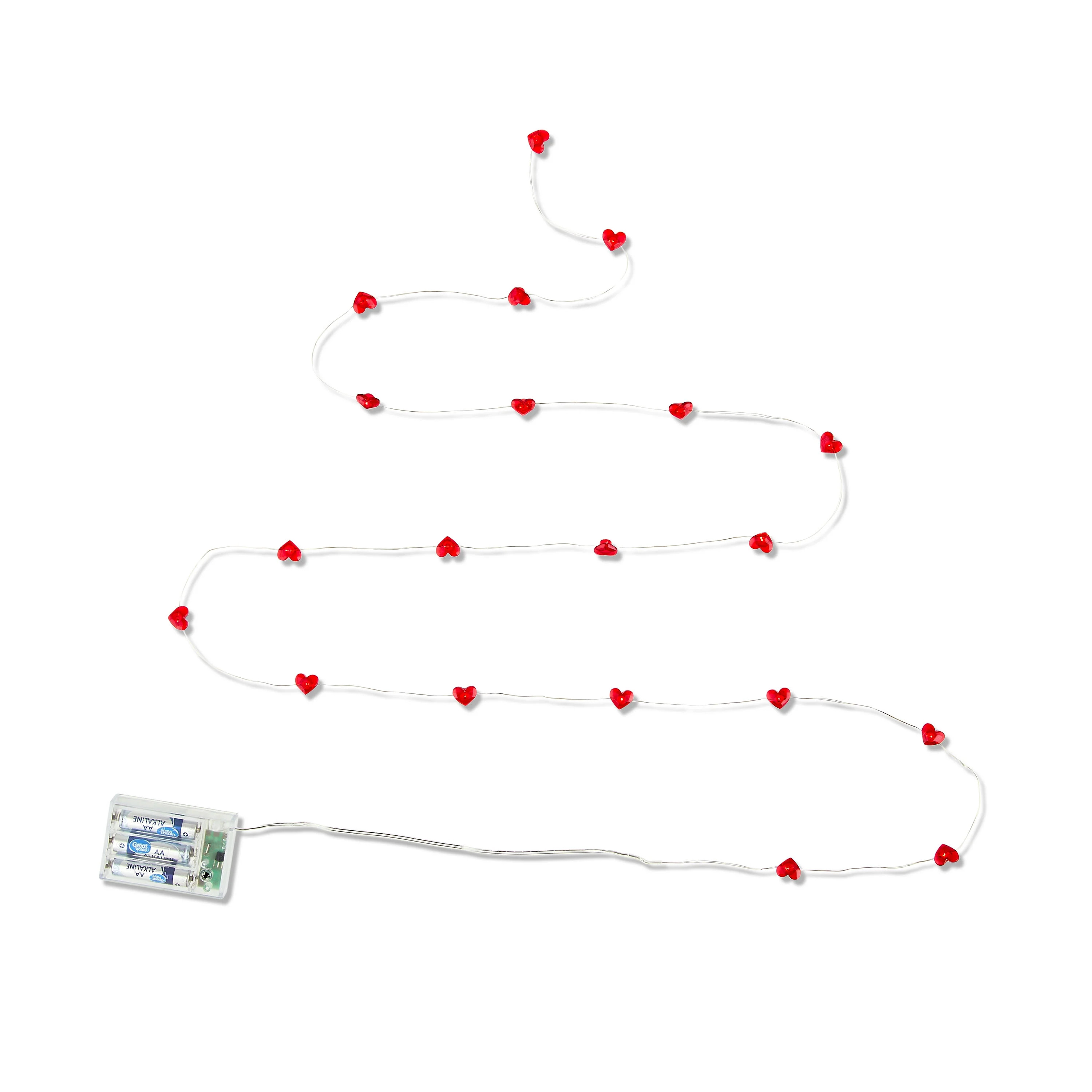 Valentine's Day Battery Operated Red Heart LED String Lights, by Way To Celebrate | Walmart (US)