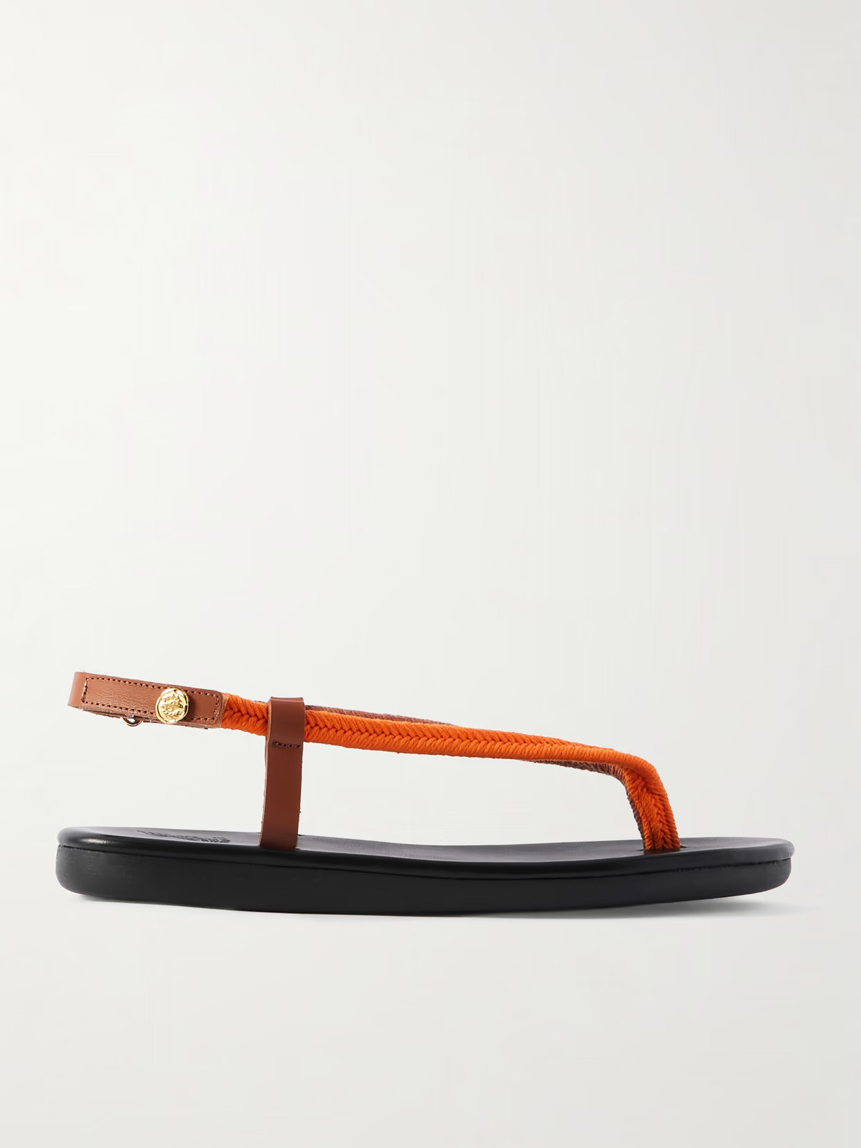 Ancient Greek Sandals - Zoi Leather-trimmed Woven Cord Sandals - Orange | NET-A-PORTER (US)