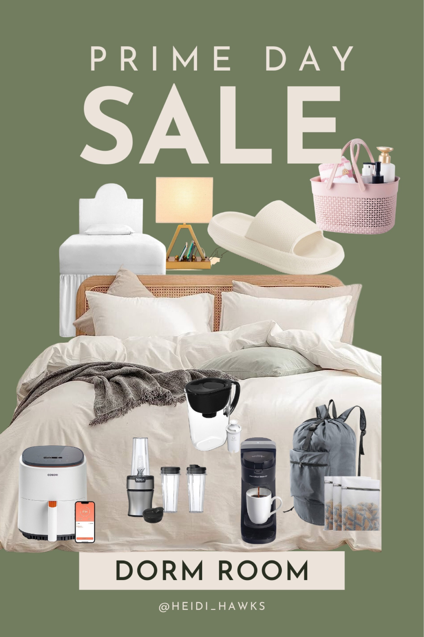 Dorm Room Essentials on Amazon Prime Day! Twin XL bedding set, lamp with usbs, dorm bed skirt, Brita Pitcher, Shower caddy, Shower Shoes, Air Fryer, Ninja Blender, Laundry Bag, small coffee maker.

#LTKsalealert #LTKxPrimeDay #LTKBacktoSchool
