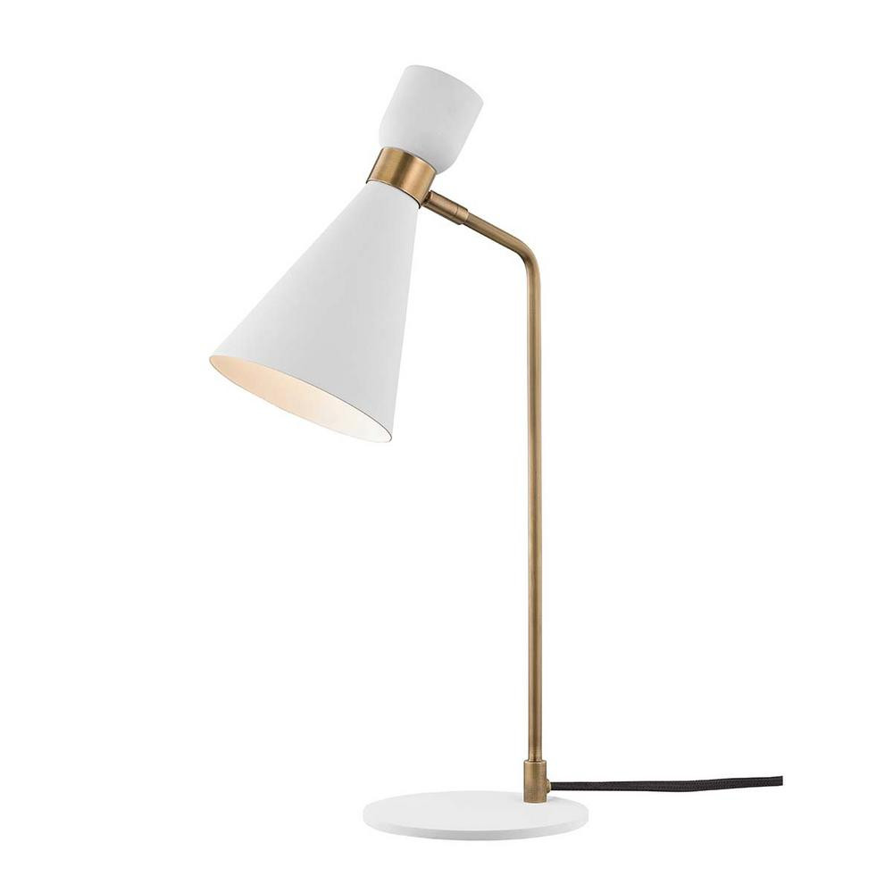 Mitzi by Hudson Valley Lighting Willa 24.25 in. Aged Brass/White Table Lamp | The Home Depot