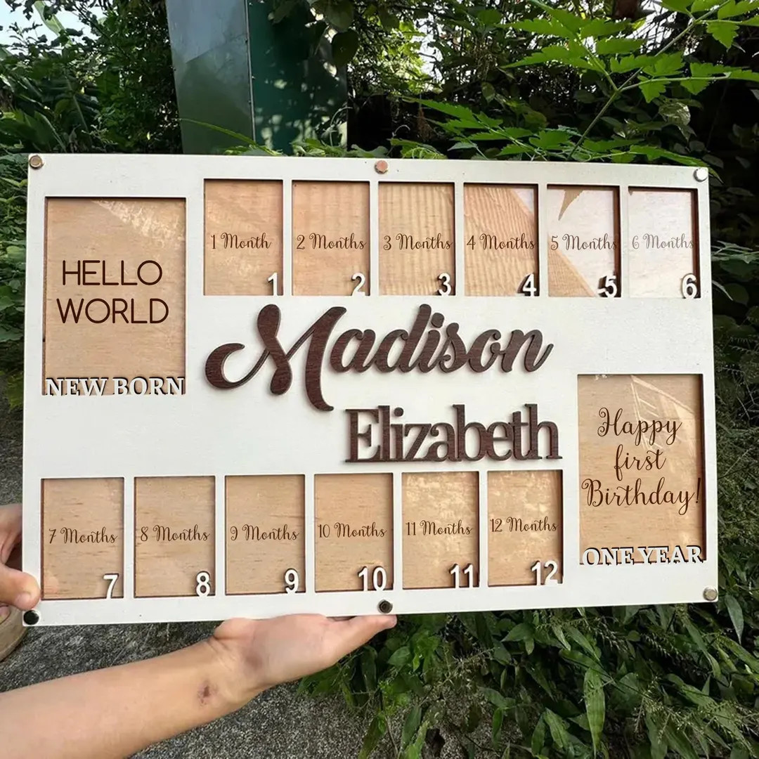 Personalized Baby First Year Photo Board, Baby Picture Frame, Newborn to One Year Photo Frame, Mo... | Etsy (US)