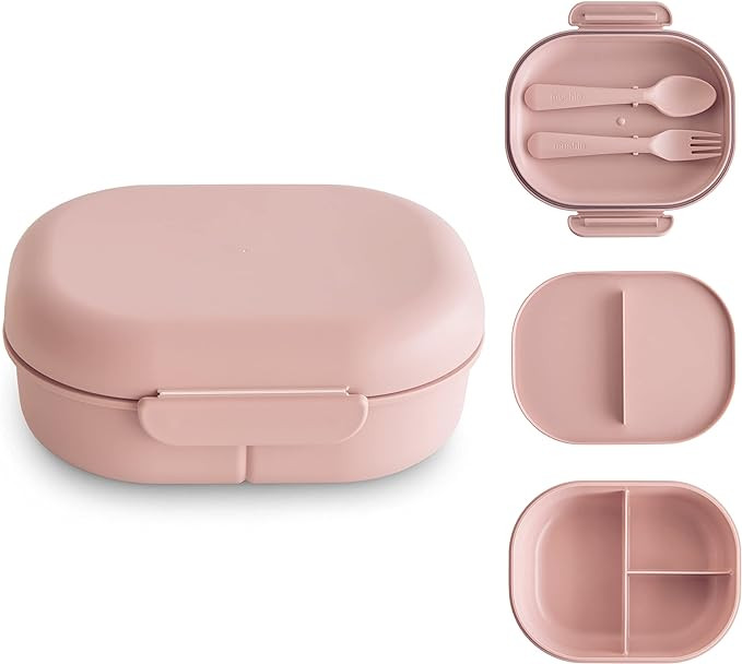 mushie Kids Bento Lunch Box | 3-Compartment & Removable Divider + Fork & Spoon Utensils | Great F... | Amazon (US)