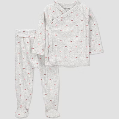 Carter's Just One You® Baby 2pc Valentines' Day Neutral Cardigan Set - Gray 3M | Target