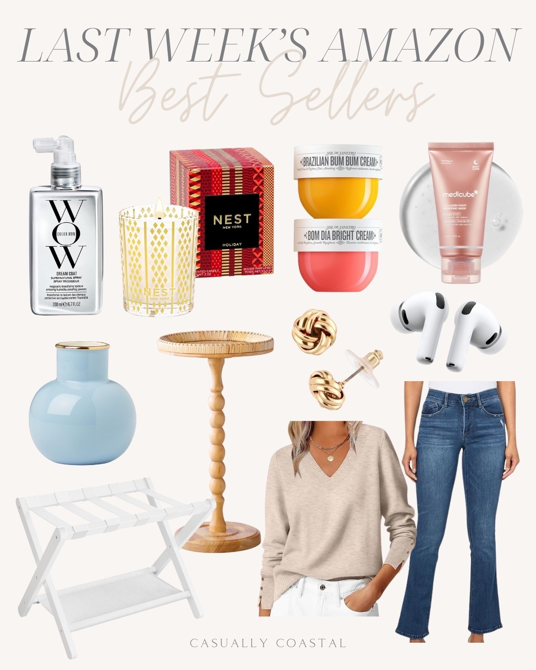 Last Week’s Amazon Best Sellers

Amazon candle, Amazon luggage rack, Amazon sweater, Amazon headphones, Amazon jeans, Amazon earrings, NEST New York scented votive Christmas candle, color wow dream coat, Kate spade blue make it pop small vase, coastal vase, drink table, rattan side table, small side table, all de janeiro mini body cream trial set, knot earrings, gold earrings, democracy jeans, boot jeans, folding suitcase stand, apple AirPods Pro 3, wireless earbuds, v neck sweater, neutral sweater, medicube collagen overnight wrapping facial mask 

#LTKFindsUnder50 #LTKFindsUnder100 #LTKHome