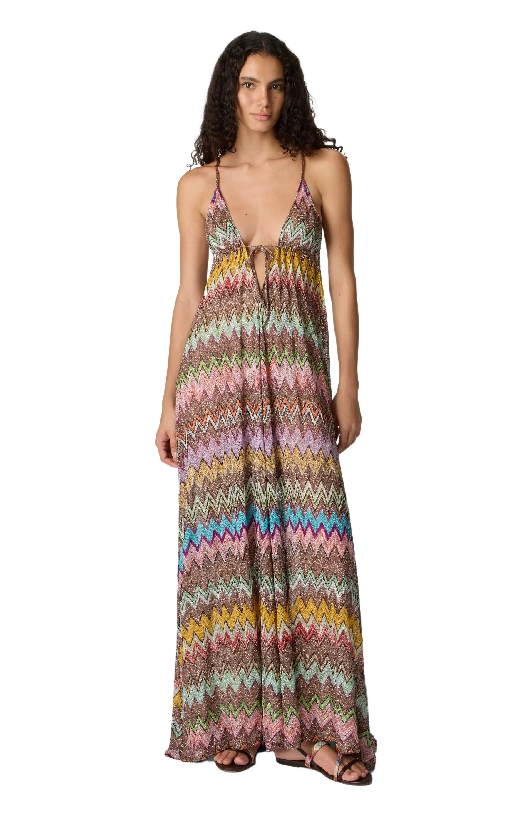 Missoni Long Beach Dress In Lam\u00e9 Viscose With Macro Zigzag Pattern And Thin Straps (Women) |... | Nordstrom