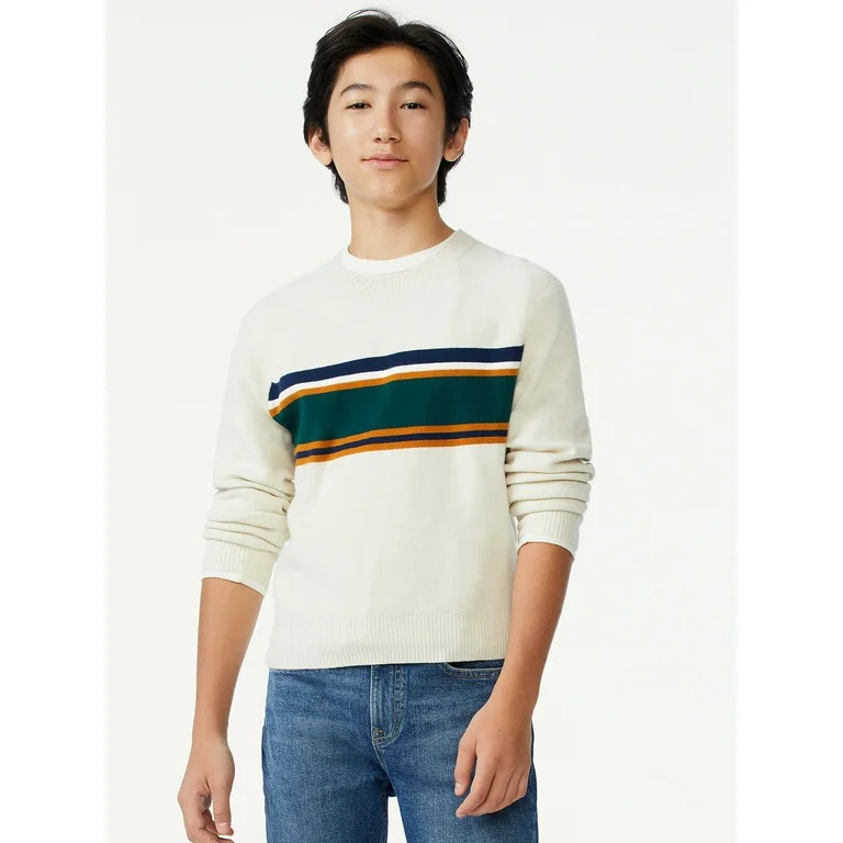 Free Assembly Boys Long Sleeve Striped Raglan Sweater, Sizes 4-18 - Walmart.com | Walmart (US)