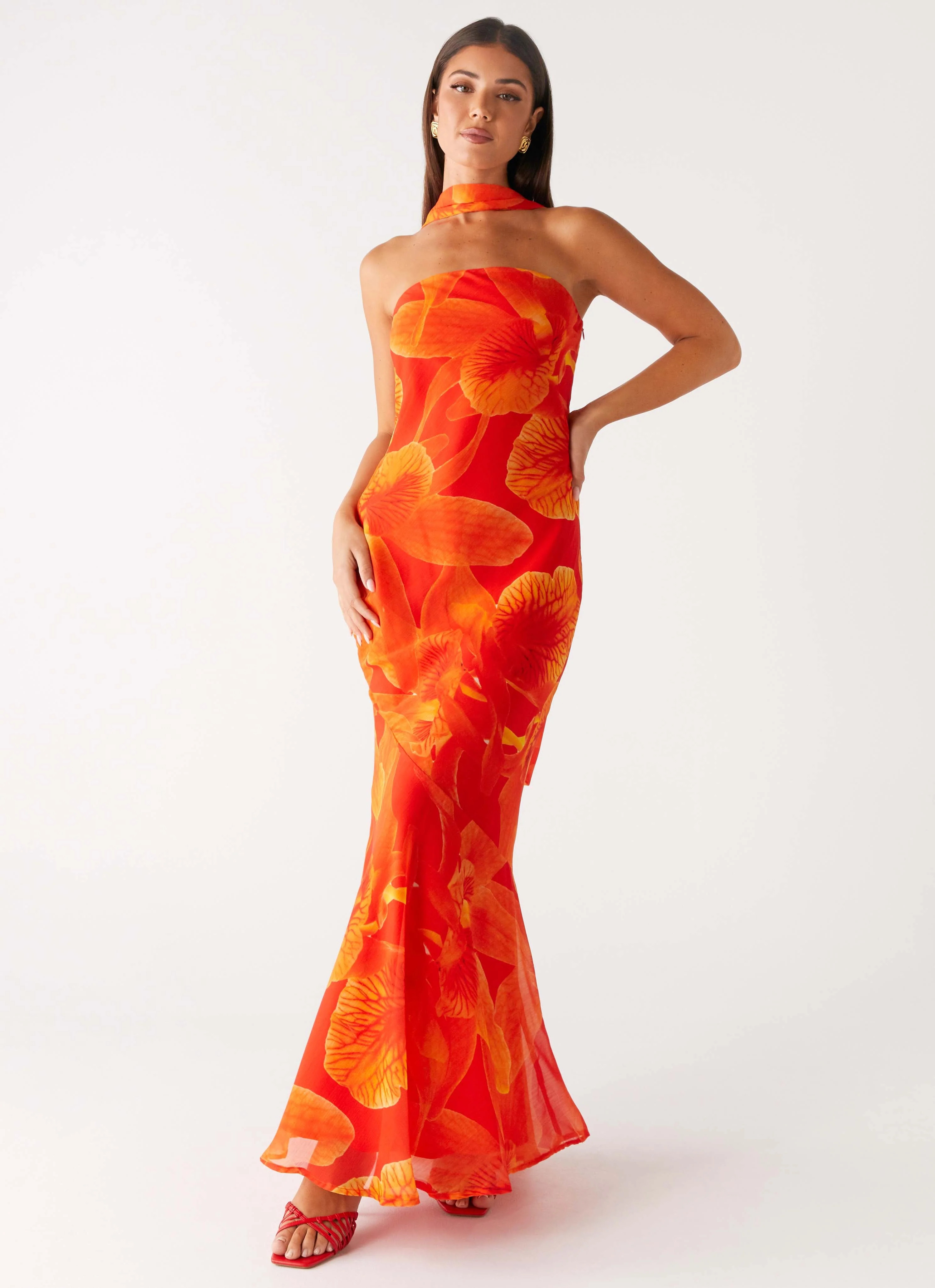 Under The Pagoda Maxi Dress - Orange Floral | Peppermayo (Global)