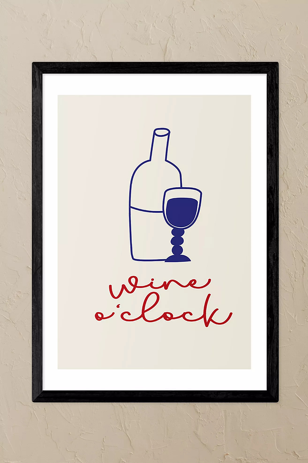 East End Prints Wine O'Clock Black Framed Wall Art Print | Anthropologie (UK)