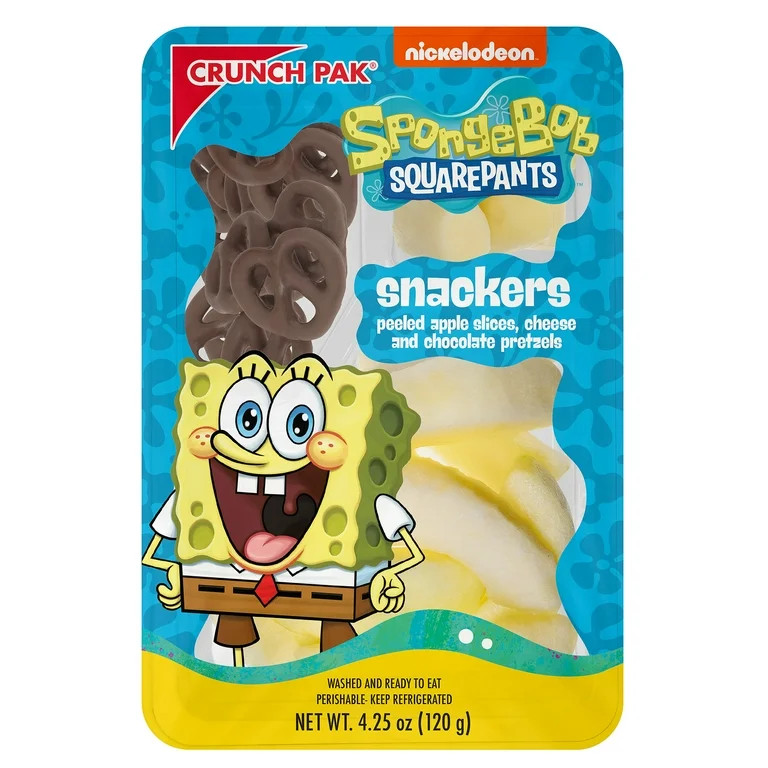 Crunch Pak SpongeBob Snacker with Fresh Sliced Apples, Cheese and Chocolate Pretzels, 4.25 oz Tra... | Walmart (US)
